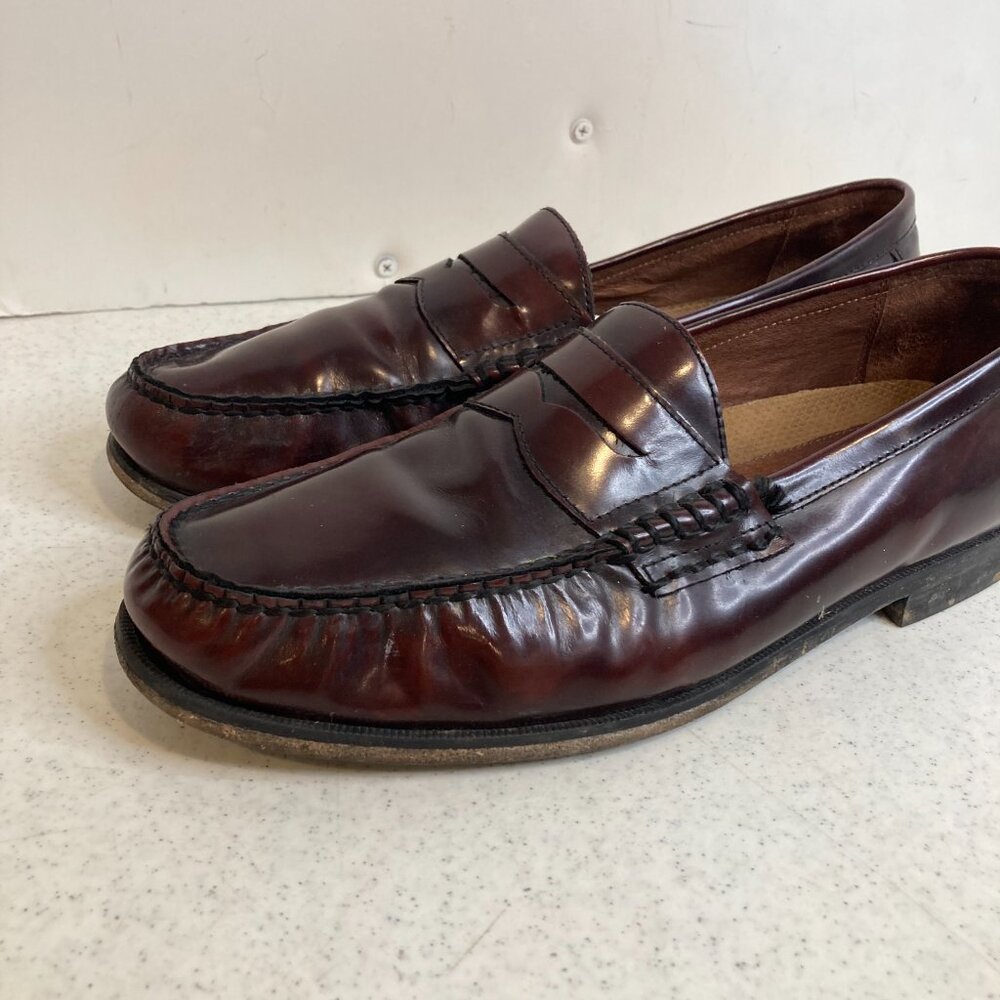 JOHNSTON AND MURPHY LEATHER BURGUNDY LOAFERS SIZE 11.5 - Picture 5 of 6